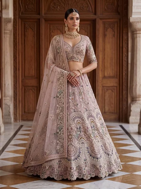 3038 A and B Premium Net Embroidery Designer Lehenga Choli

